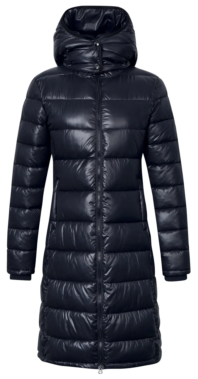 Covalliero Quilted Long Coat Dark Navy